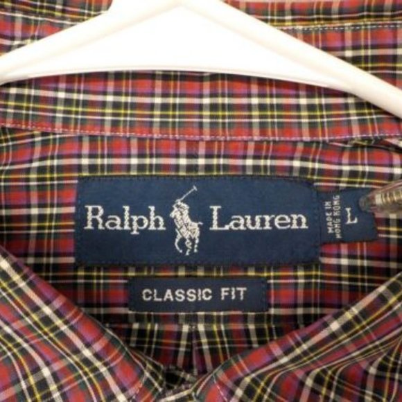 Ralph Lauren Men's Plaid Dress Shirt Blue Label Classic Fit Long Sleeve Size L - Picture 5 of 7